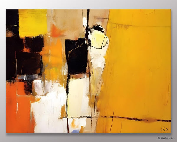 Simple Modern Paintings for Living Room, Original Abstract Paintings, Yellow Abstract Contemporary Art, Acrylic Painting on Canvas, Hand Painted Canvas Art-Paintingforhome