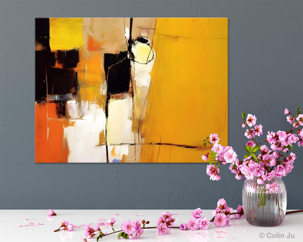 Simple Modern Paintings for Living Room, Original Abstract Paintings, Yellow Abstract Contemporary Art, Acrylic Painting on Canvas, Hand Painted Canvas Art-Paintingforhome
