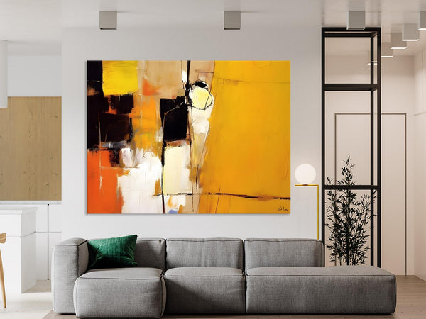 Simple Modern Paintings for Living Room, Original Abstract Paintings, Yellow Abstract Contemporary Art, Acrylic Painting on Canvas, Hand Painted Canvas Art-Paintingforhome