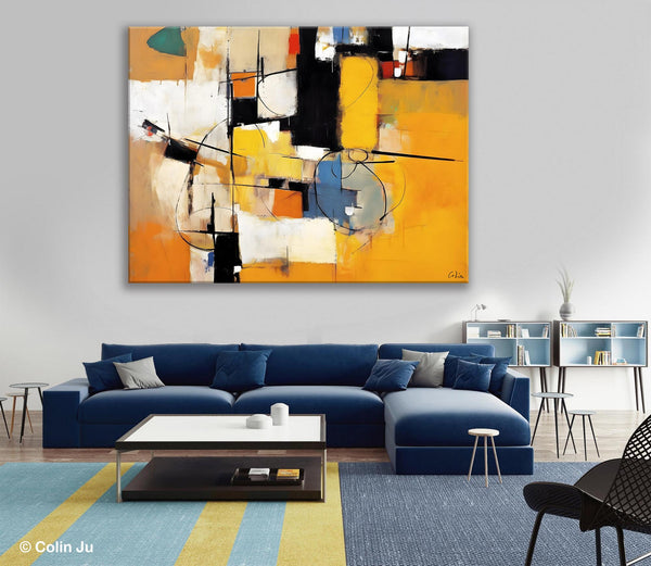 Acrylic Abstract Painting Behind Sofa, Large Original Painting on Canvas, Acrylic Painting for Sale, Living Room Wall Art Paintings, Buy Paintings Online-Paintingforhome