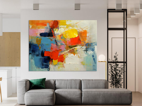 Abstract Acrylic Paintings for Living Room, Original Modern Contemporary Artwork, Buy Paintings Online, Oversized Canvas Artwork-Paintingforhome