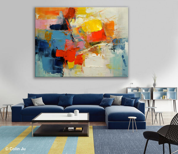 Abstract Acrylic Paintings for Living Room, Original Modern Contemporary Artwork, Buy Paintings Online, Oversized Canvas Artwork-Paintingforhome
