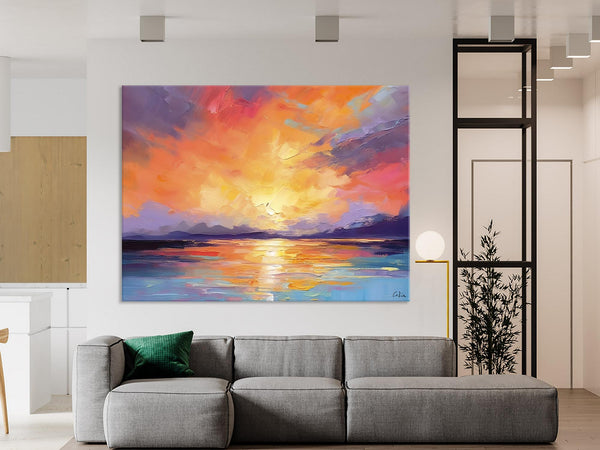 Modern Acrylic Artwork, Original Landscape Wall Art Paintings, Oversized Modern Canvas Paintings, Large Abstract Painting for Dining Room-Paintingforhome