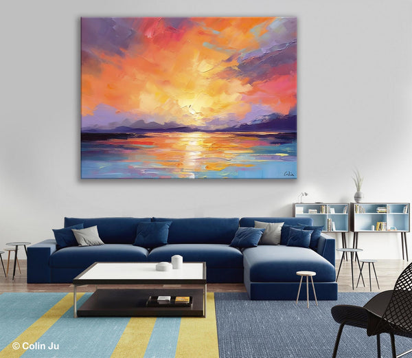 Modern Acrylic Artwork, Original Landscape Wall Art Paintings, Oversized Modern Canvas Paintings, Large Abstract Painting for Dining Room-Paintingforhome