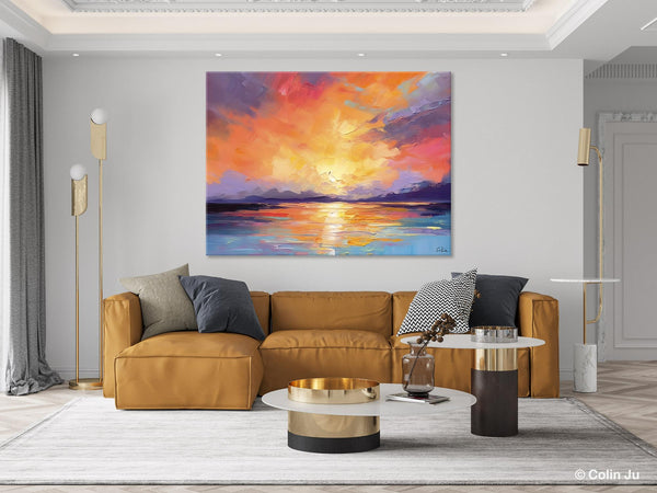 Modern Acrylic Artwork, Original Landscape Wall Art Paintings, Oversized Modern Canvas Paintings, Large Abstract Painting for Dining Room-Paintingforhome