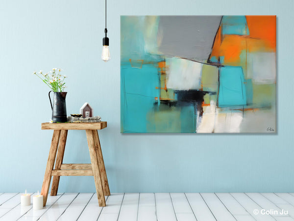 Dining Room Canvas Painting, Original Modern Acrylic Paintings, Contemporary Abstract Artwork, Large Canvas Painting for Office-Paintingforhome