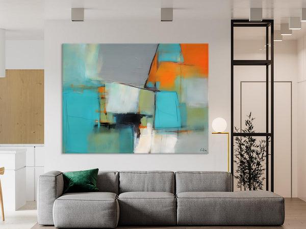 Dining Room Canvas Painting, Original Modern Acrylic Paintings, Contemporary Abstract Artwork, Large Canvas Painting for Office-Paintingforhome