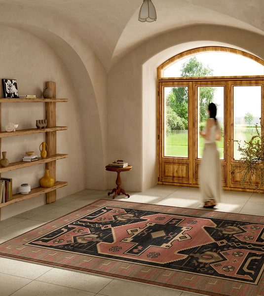 Large Modern Rugs under Dining Room Table, Contemporary Abstract Rugs Next to Bed, Vintage Soft Turkish Rug for Living Room, Geometric Modern Carpets for Office-Paintingforhome