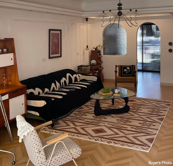 Mid Century Modern Rugs Next to Bed, Contemporary Rugs for Bedroom, Abstract Modern Carpets for Living Room, Modern Rugs for Dining Room-Paintingforhome