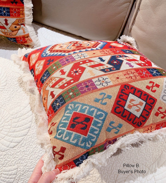 Oriental Throw Pillow for Couch, Bohemian Decorative Sofa Pillows for Bedroom, Geometric Decorative Throw Pillows for Living Room-Paintingforhome