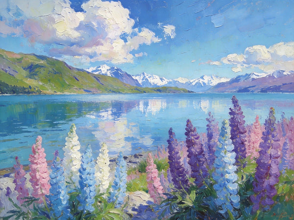 Heavy Texture Oil Paintings, New Zealand's Lake and Mountain Magic, Landscape Canvas Paintings, Small Landscape Paintings on Canvas, Hand Painted Canvas Art, Original Oil Paintings-Paintingforhome