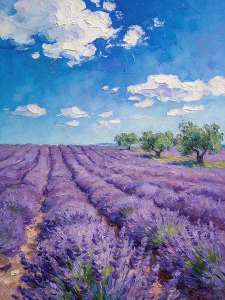 Original Landscape Art, Provence Lavender Flower Fields, Small Paintings On Canvas, Hand Painted Canvas Art, Small Oil Paintings, Heavy Texture Wall Art Paintings-Paintingforhome
