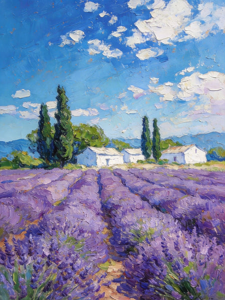 Small Oil Paintings, Provence Lavender Flower Fields, Hand Painted Canvas Art, Original Landscape Art, Buy Paintings Online, Landscape Paintings for Bedroom-Paintingforhome