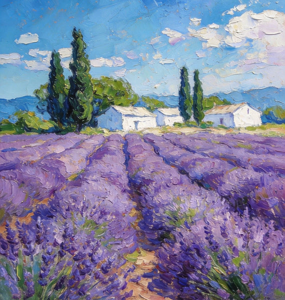 Small Oil Paintings, Provence Lavender Flower Fields, Hand Painted Canvas Art, Original Landscape Art, Buy Paintings Online, Landscape Paintings for Bedroom-Paintingforhome