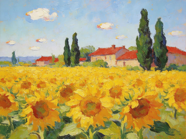 Small Paintings on Canvas, Provence Sunflower Haven, Original Landscape Paintings, Landscape Canvas Paintings, Hand Painted Canvas Art-Paintingforhome