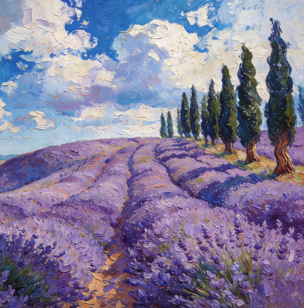 Picturesque Provence Lavender Fields, Canvas Wall Art Paintings, Hand Painted Canvas Art, Landscape Canvas Paintings, Original Oil Paintings, Small Oil Paintings-Paintingforhome