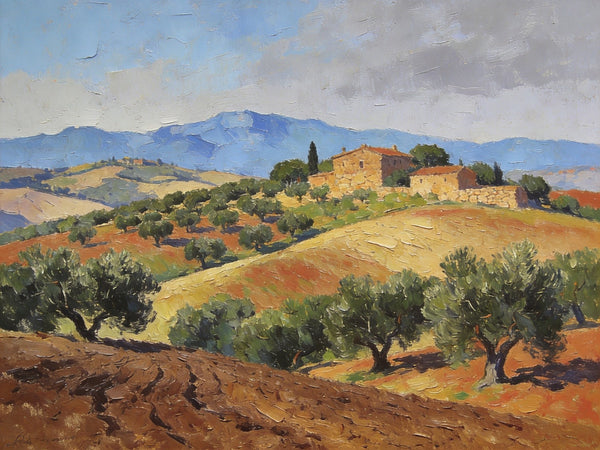 Canvas Wall Art Paintings, Tuscan Hillside Serenity, Hand Painted Canvas Art, Landscape Canvas Paintings, Original Oil Paintings, Small Oil Paintings-Paintingforhome