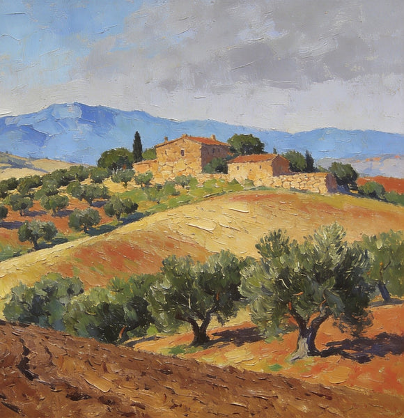 Canvas Wall Art Paintings, Tuscan Hillside Serenity, Hand Painted Canvas Art, Landscape Canvas Paintings, Original Oil Paintings, Small Oil Paintings-Paintingforhome