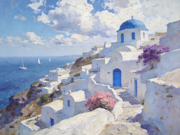 Hand Painted Canvas Art, Aegean Whispers of the Sea, Landscape Art Paintings, Small Oil Paintings, Landscape Canvas Paintings, Original Canvas Paintings-Paintingforhome