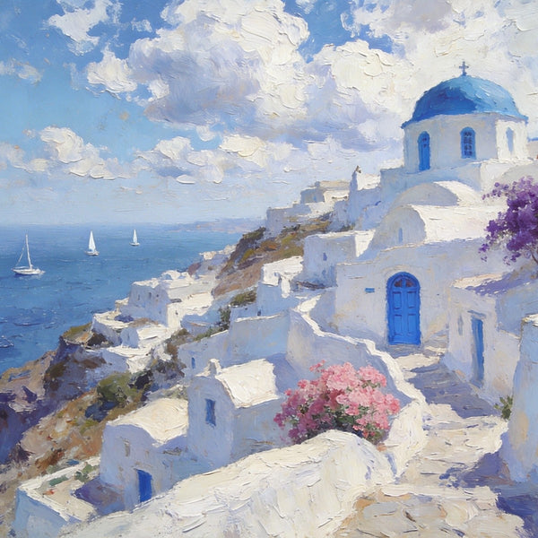 Hand Painted Canvas Art, Aegean Whispers of the Sea, Landscape Art Paintings, Small Oil Paintings, Landscape Canvas Paintings, Original Canvas Paintings-Paintingforhome
