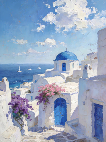 Original Landscape Art, Scenery of the Aegean Sea, Small Paintings On Canvas, Hand Painted Canvas Art, Heavy Texture Wall Art Paintings, Buy Original Paintings-Paintingforhome