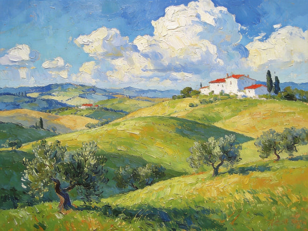 Picturesque Tuscan Hillside, Canvas Wall Art Paintings, Hand Painted Canvas Art, Small Oil Paintings, Landscape Canvas Paintings, Original Oil Paintings-Paintingforhome