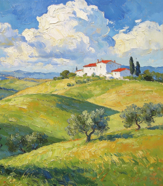 Picturesque Tuscan Hillside, Canvas Wall Art Paintings, Hand Painted Canvas Art, Small Oil Paintings, Landscape Canvas Paintings, Original Oil Paintings-Paintingforhome