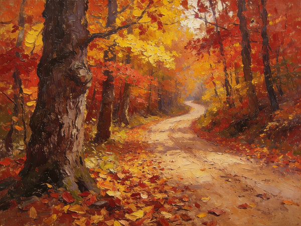 Landscape Canvas Paintings, Autumn Forest Path, Small Paintings on Canvas, Original Landscape Paintings, Hand Painted Canvas Art-Paintingforhome