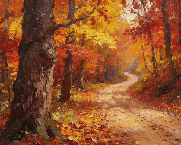 Landscape Canvas Paintings, Autumn Forest Path, Small Paintings on Canvas, Original Landscape Paintings, Hand Painted Canvas Art-Paintingforhome