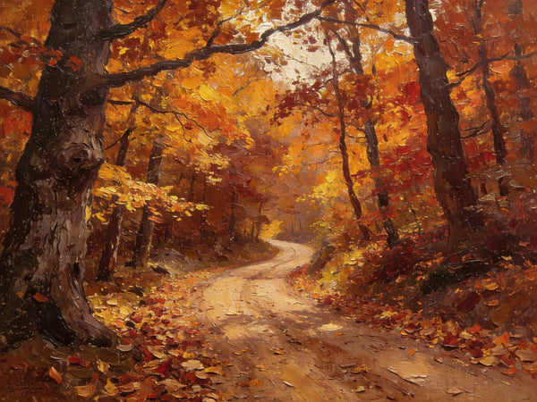 Landscape Canvas Paintings, Charming Autumn Forest Path, Canvas Wall Art Paintings, Hand Painted Canvas Art, Original Oil Paintings, Buy Small Canvas Paintings-Paintingforhome