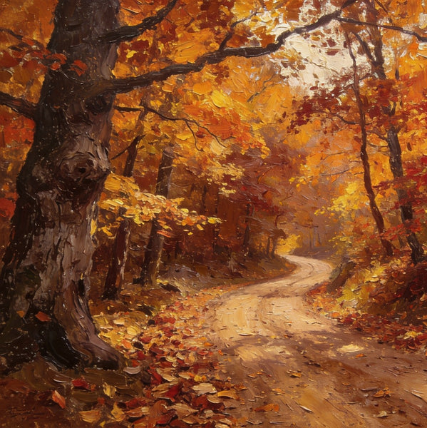 Landscape Canvas Paintings, Charming Autumn Forest Path, Canvas Wall Art Paintings, Hand Painted Canvas Art, Original Oil Paintings, Buy Small Canvas Paintings-Paintingforhome