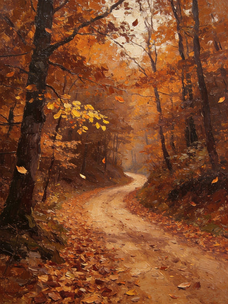 Hand Painted Wall Art Paintings, Autumn in the Forest, Small Canvas Paintings, Original Landscape Art, Heavy Texture Oil Paintings-Paintingforhome