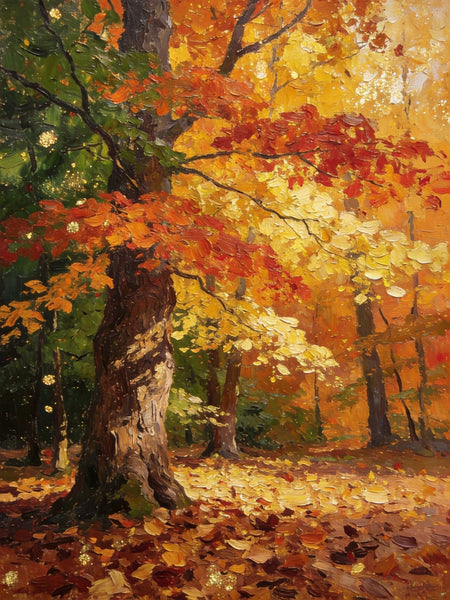 Enchanting Autumn Forest, Hand Painted Canvas Wall Art, Heavy Texture Artwork, Original Wall Art Paintings, Small Oil Paintings-Paintingforhome