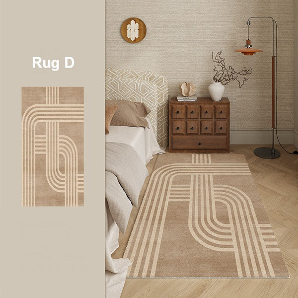 Unique Geometric Modern Rugs under Dining Room Table, Brown Modern Carpets for Office, Abstract Modern Rugs for Living Room, Contemporary Modern Rugs Next to Bed-Paintingforhome