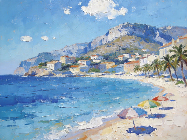 Landscape Paintings for Living Room, Ocean View Beach, Hand Painted Canvas Art, Small Canvas Paintings, Landscape Wall Art Paintings, Original Oil Paintings-Paintingforhome