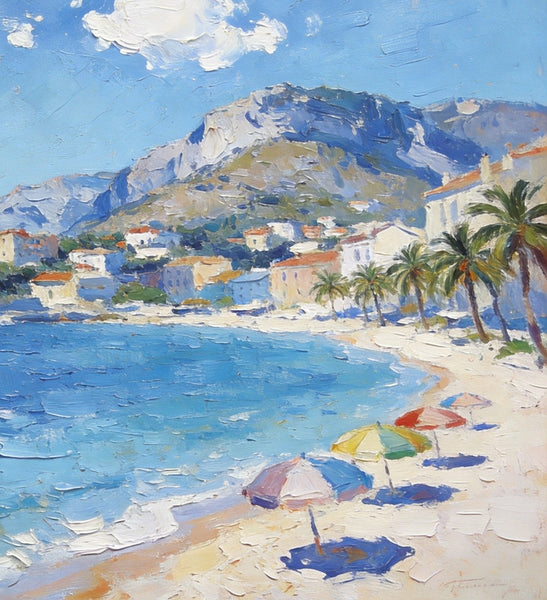 Landscape Paintings for Living Room, Ocean View Beach, Hand Painted Canvas Art, Small Canvas Paintings, Landscape Wall Art Paintings, Original Oil Paintings-Paintingforhome