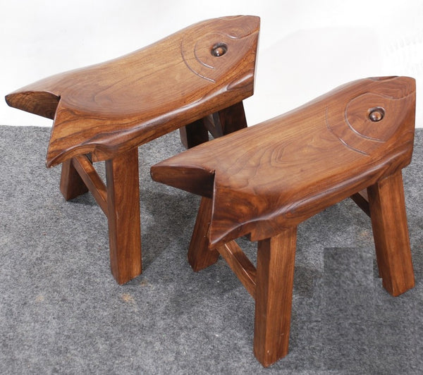 Solid Wood low Stool, Creative Shoe-changing Stool, Handmade Vintage Old Elm Wood Stool, Children's Wooden Stool, Sofa Stool, Dining Table Stool-Paintingforhome