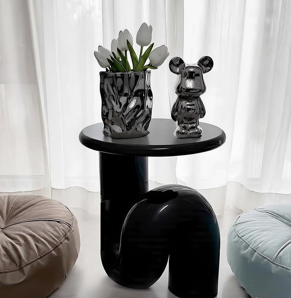 Contemporary Round Side Table, Minimalist Modern Occasional Table, Low Profile Sofa Table, Unique Small End Table, Portable Casual Side Table, Creative Coffee Table, Lightweight Indoor Outdoor Table, Contemporary Side Table-Paintingforhome