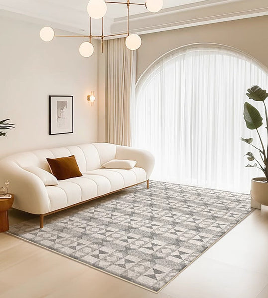 Large Gray Floor Rugs for Living Room, Dining Room Floor Rug, Modern Floor Rugs for Bedroom, Extra Large Geometric Modern Rugs for Office-Paintingforhome