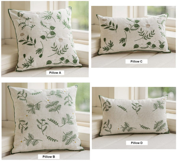 Spring Flower Decorative Pillows for Dining Room, Embroider Flower Cotton Pillow Covers, Decorative Pillows for Sofa, Farmhouse Decorative Pillows for Couch-Paintingforhome