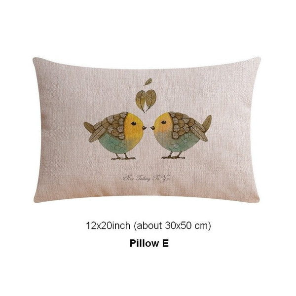 Simple Decorative Pillow Covers, Decorative Sofa Pillows for Children's Room, Love Birds Throw Pillows for Couch, Singing Birds Decorative Throw Pillows-Paintingforhome
