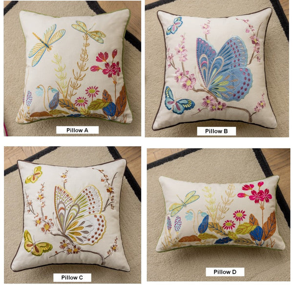Butterfly Dragonfly Cotton and linen Pillow Cover, Modern Decorative Pillows for Couch, Decorative Throw Pillows for Living Room, Decorative Sofa Pillows-Paintingforhome