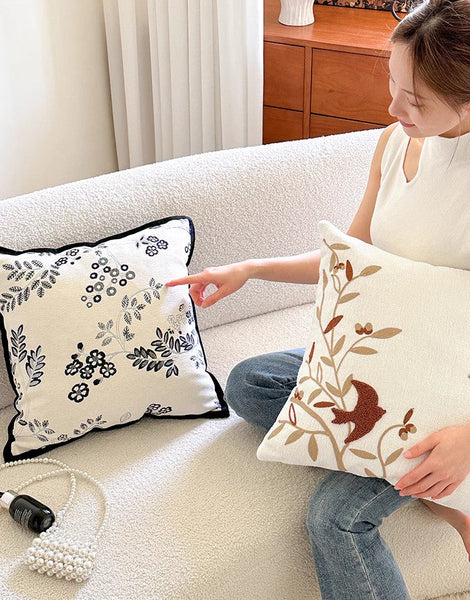 Square Decorative Pillow Covers, Decorative Pillows for Couch, Farmhouse Decorative Pillows for Sofa, Spring Swallow Decorative Pillows for Bedroom-Paintingforhome