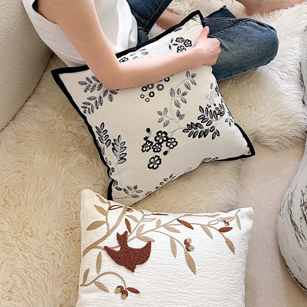 Square Decorative Pillow Covers, Decorative Pillows for Couch, Farmhouse Decorative Pillows for Sofa, Spring Swallow Decorative Pillows for Bedroom-Paintingforhome