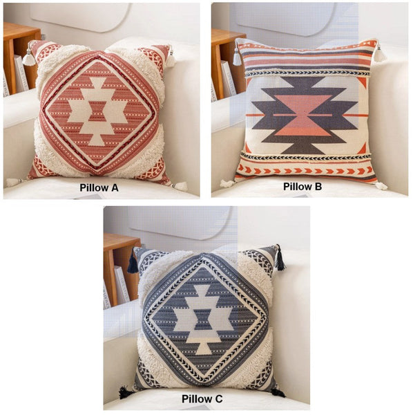 Geometric Modern Pillow Covers, Square Pillows for Couch, Oriental Decorative Throw Pillows for Living Room, Bohemian Decorative Sofa Pillows-Paintingforhome