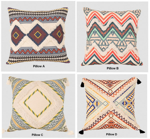 Oriental Decorative Throw Pillows for Living Room, Square Pillows for Couch, Geometric Modern Pillow Covers, Bohemian Decorative Sofa Pillows-Paintingforhome