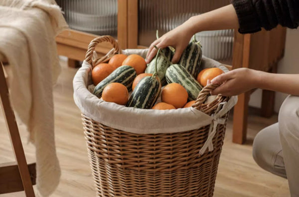 Large Food Storage Basket with Handle, Natural Hand-woven Wicker Storage Basket for Clothes, Willow Weaving Baskets for Clothes, Extra Large Kitchen Storage Baskets-Paintingforhome