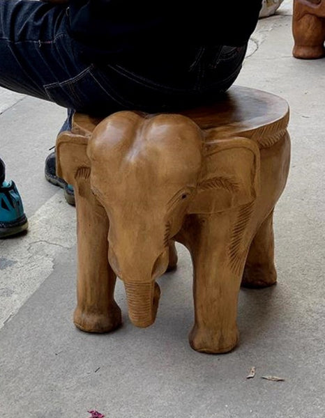 Elephant Sofa Stool, Dining Table Stool, Handmade Solid Wood low Stool, Elephant Wooden Stool, Creative Shoe-changing Stool-Paintingforhome