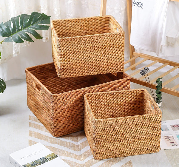 Large Storage Basket for Living Room, Kitchen Storage Baskets, Woven Storage Basket for Shelves, Rattan Storage Baskets for Toys-Paintingforhome