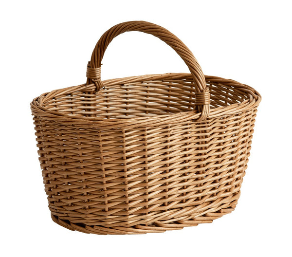 Small Picnic Storage Basket with Handle, Hand-woven Wicker Storage Basket, Willow Weaving Baskets for Vegetable, Natural Fruit Basket, Kitchen Storage Baskets-Paintingforhome
